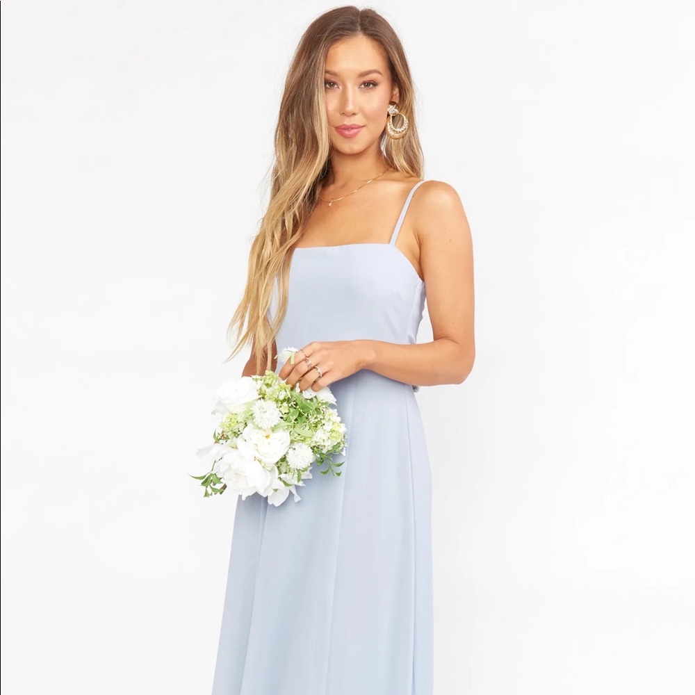 Show Me Your MuMu Lauren Tie Maxi in Steel Blue Chiffon